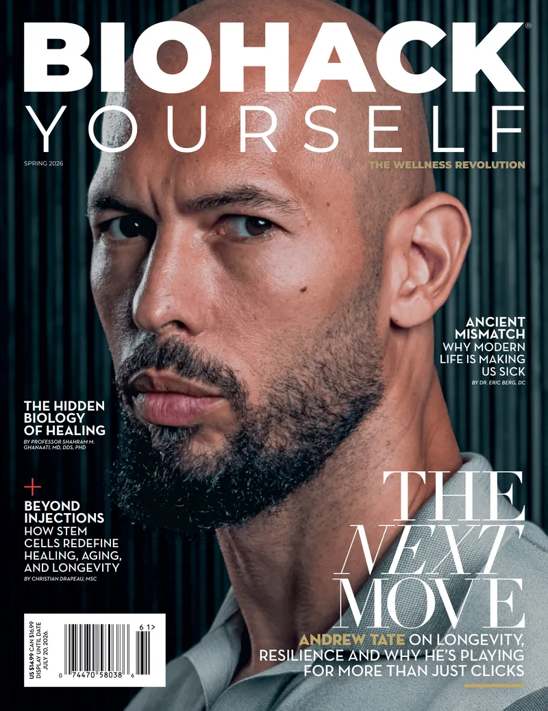 The Andrew Tate cover of Biohack Yourself Magazine